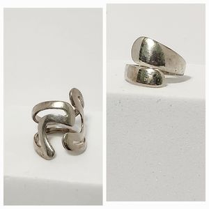 Bundle Sterling Silver Adjustable Wrap Rings, Size 7
